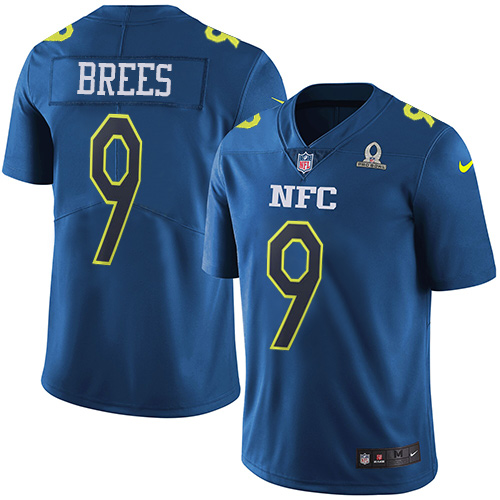 Nike Saints #9 Drew Brees Navy Men's Stitched NFL Limited NFC Pro Bowl Jersey - Click Image to Close